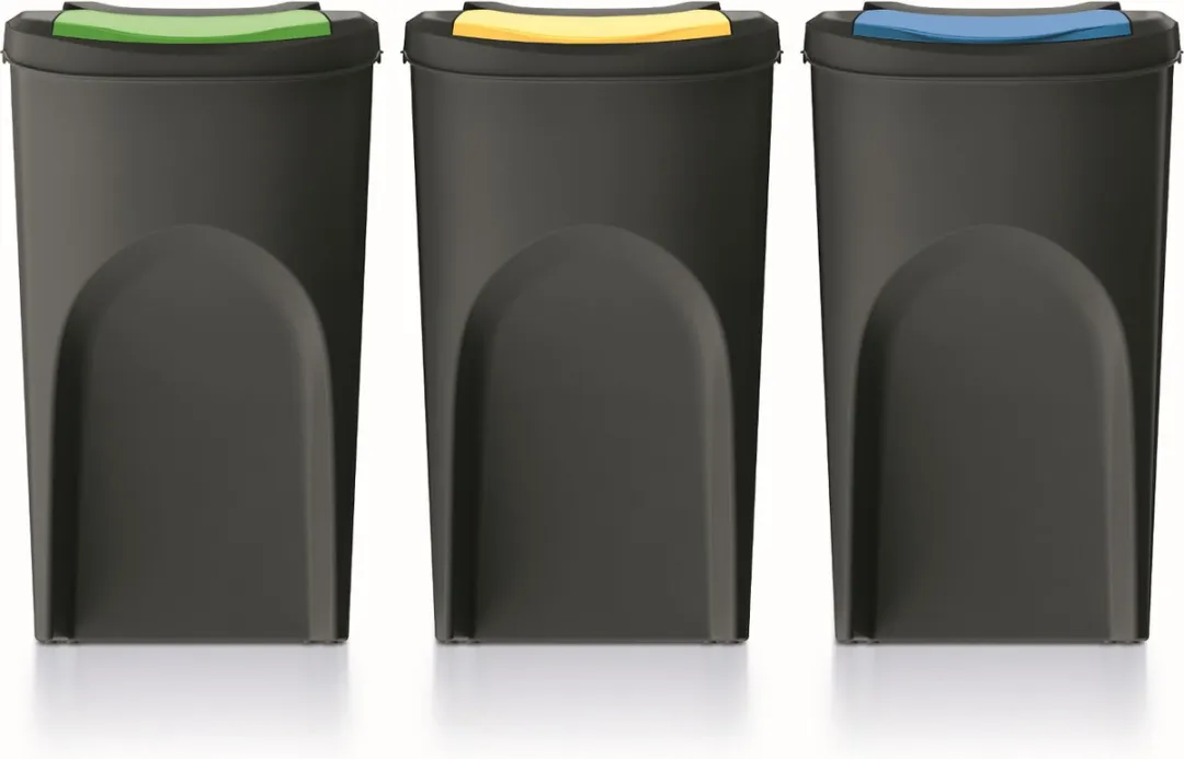 Prosperplast Keden Prullenbakset 3x35L - Zwart
