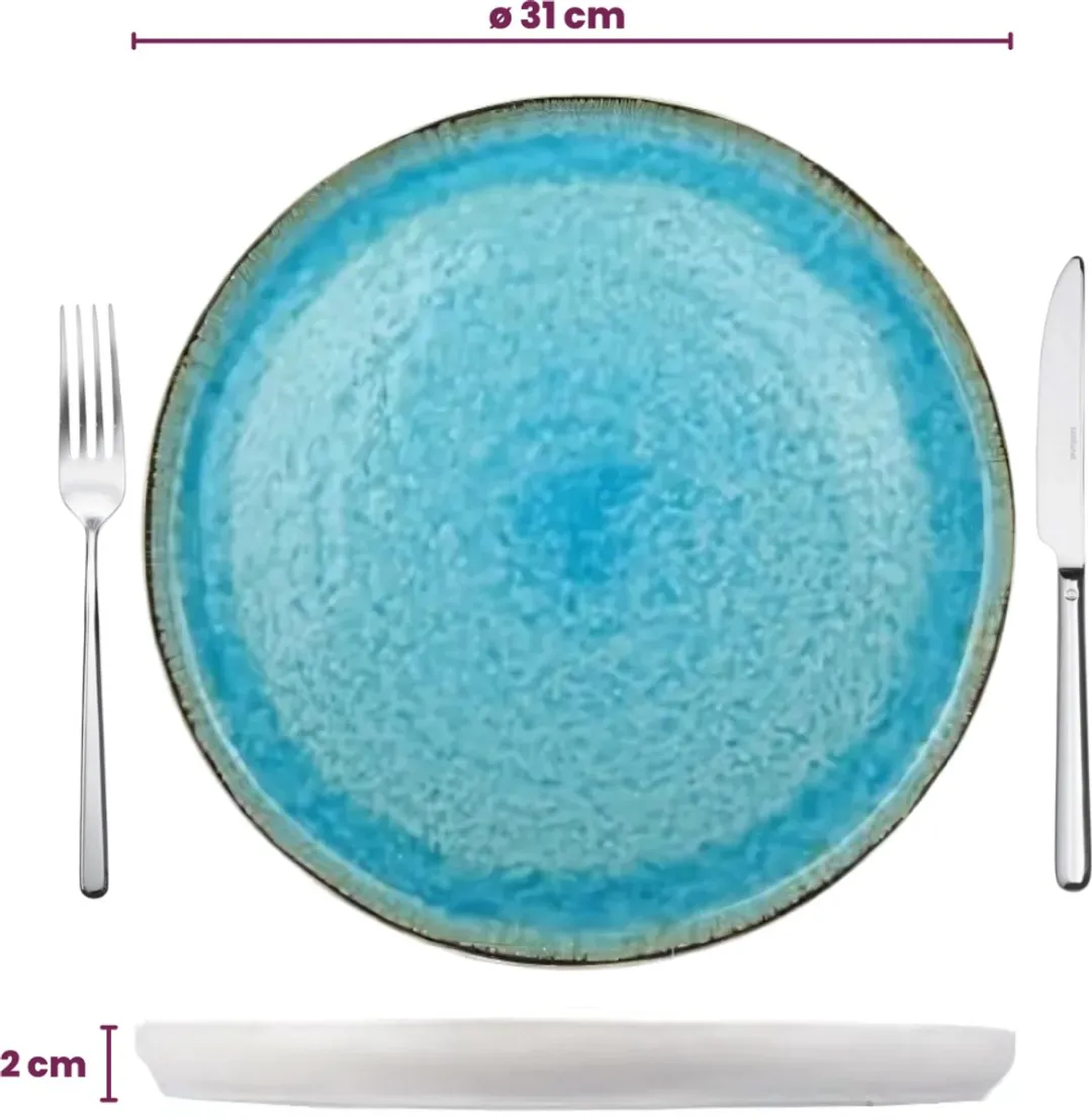 Cosy&Trendy Pizzabord Laguna Azzurro - 4 Stuks Ø31cm - Blauw