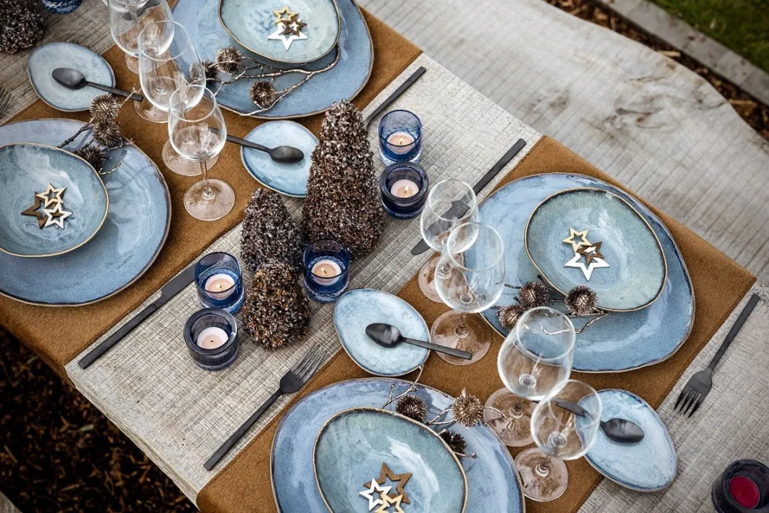 Cosy&Trendy Dinerbord Aicha Blauw - 4 Stuks 27x23cm