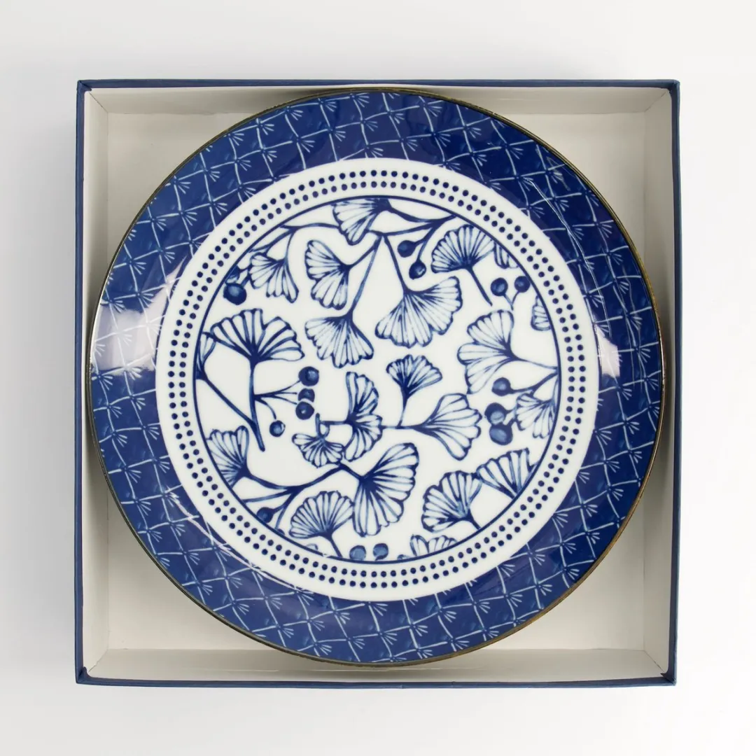 Tokyo Design Studio Flora Japonica Dinerborden Set - Ø25,7cm - 4 Stuks - Blauw/Wit - afbeelding 6 van 6