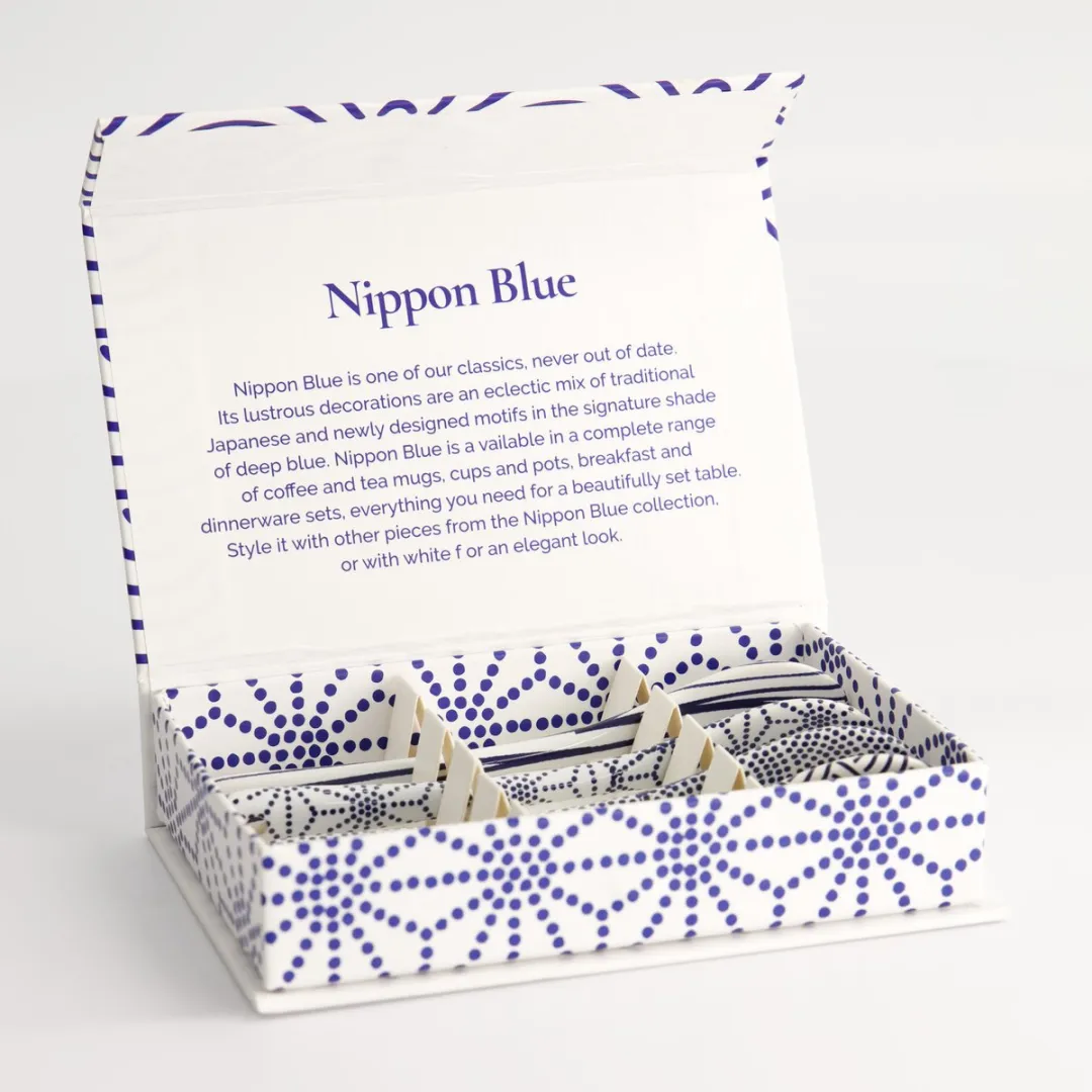 Tokyo Design Studio Nippon Blue Lepelset 13cm - 4 Stuks - Blauw/Wit