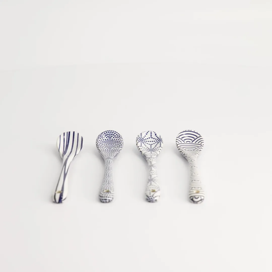 Tokyo Design Studio Nippon Blue Lepelset 13cm - 4 Stuks - Blauw/Wit - afbeelding 6 van 6