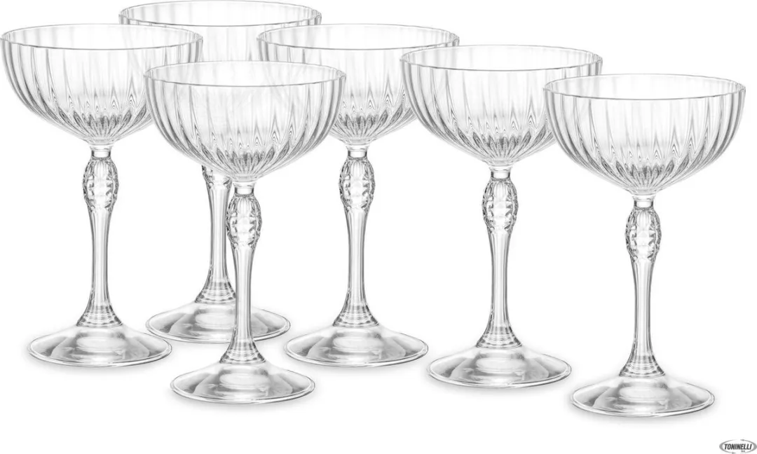 Bormioli Rocco America's Cocktail Martini glazen - 22 cl - 24 stuks - Champagneglazen - Coupe - Kristalglas - Vaatwasserbestendig