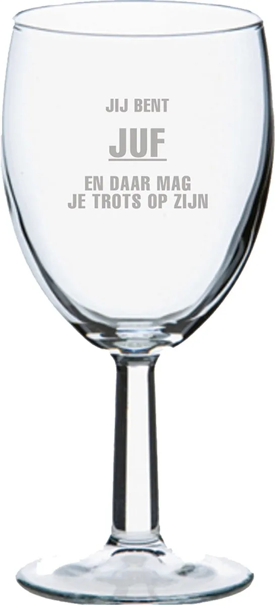 Pasabahce Juf Trots Gegraveerd Wijnglas 24,5cl
