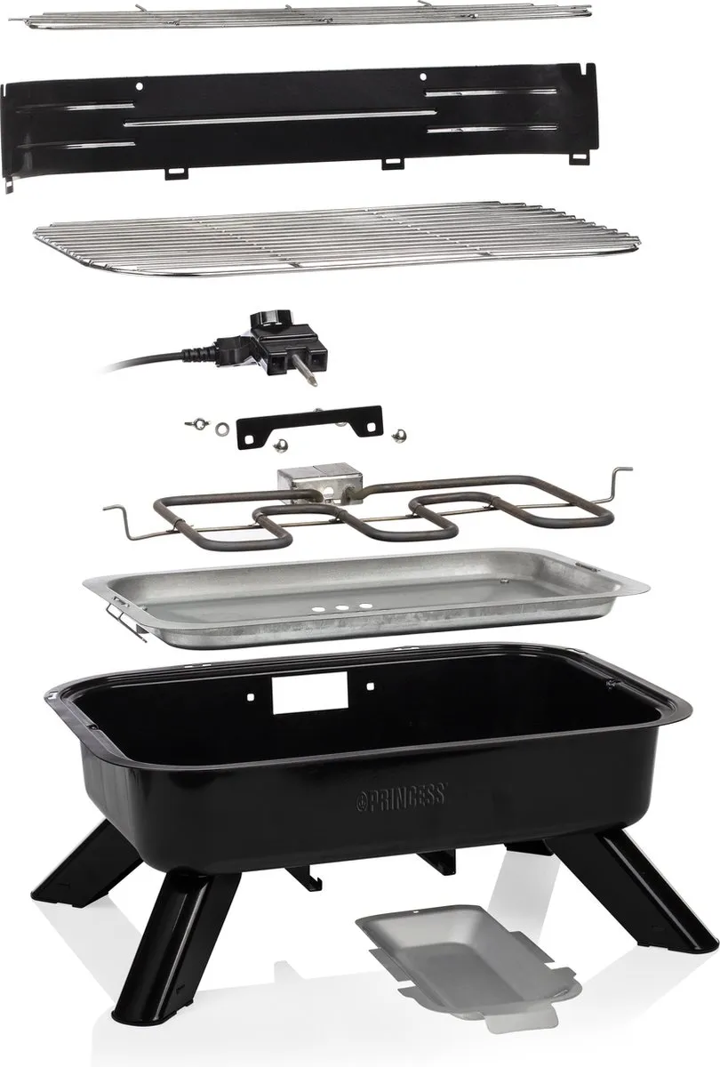 Princess 112252 Hybride Barbecue 2000W - 32cm - Zwart