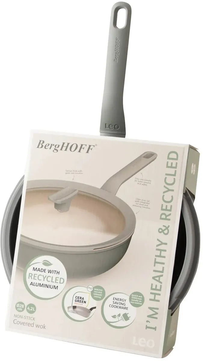 BergHOFF LEO Wokpan 4.2L - Ø28cm - Grijs - PFAS-vrij