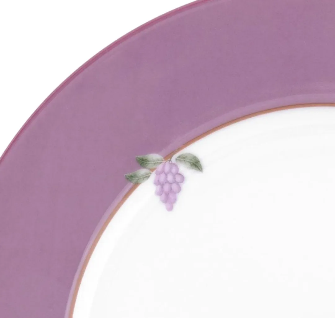 Pip Studio Lily en Lotus Ontbijtbord - 21cm Porselein - Lila/Wit - 2 Stuks