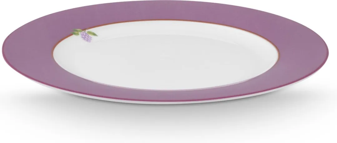 Pip Studio Lily en Lotus Ontbijtbord - 21cm Porselein - Lila/Wit - 2 Stuks