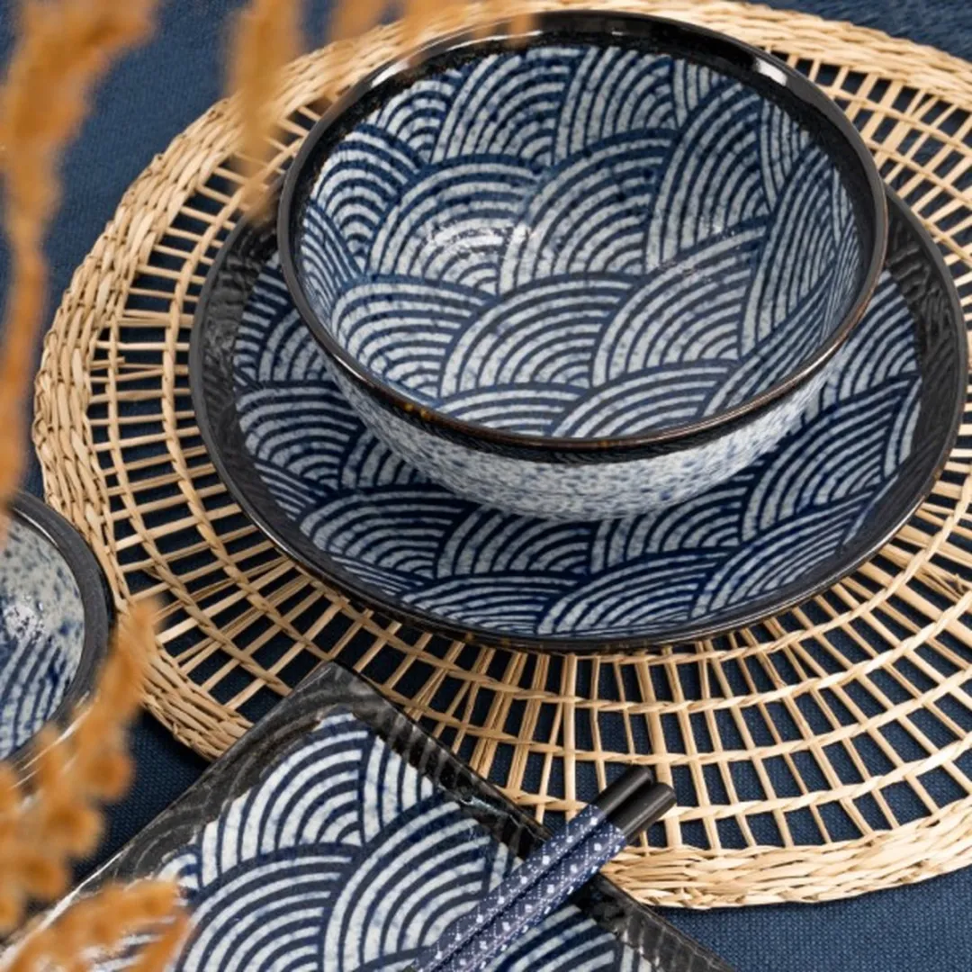 Tokyo Design Studio Aisai Seigaiha Schaal 20.4cm - Blauw