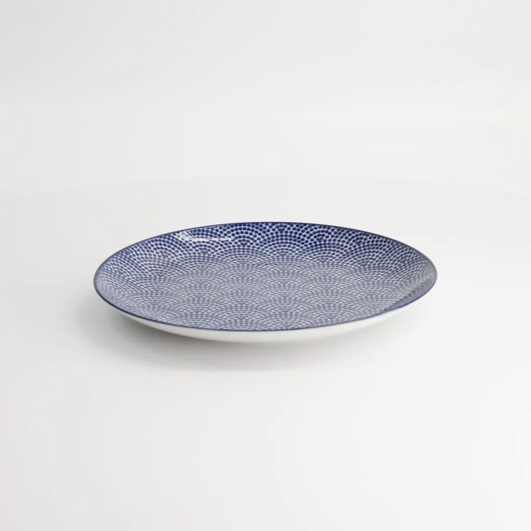 Tokyo Design Studio Nippon Blue Ontbijtbord 20cm - Blauw met witte stippen
