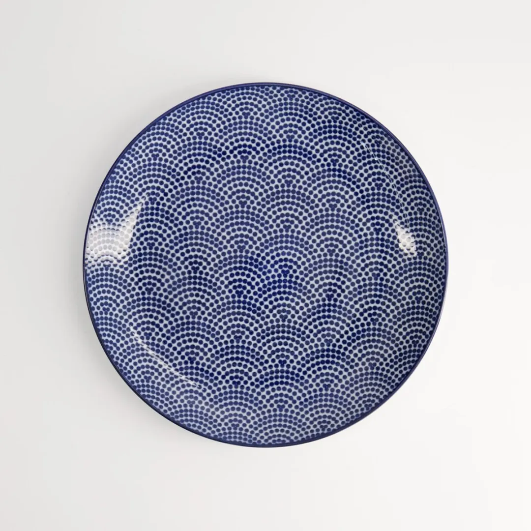 Tokyo Design Studio Nippon Blue Ontbijtbord 20cm - Blauw met witte stippen
