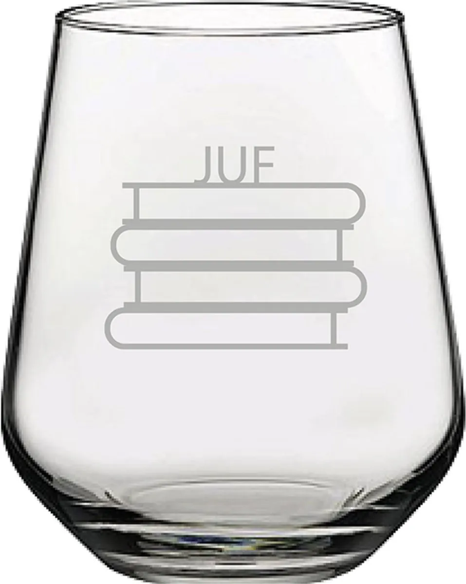 Pasabahce Gegraveerd Drinkglas Juf met Boeken 42,5cl