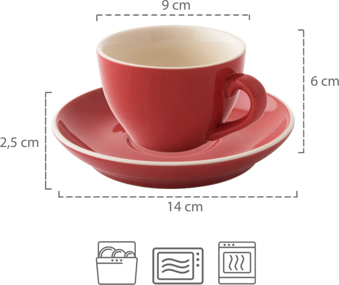 Palmer Colors Cappuccino Koffiekopjes 18cl - 6 Stuks - Rood