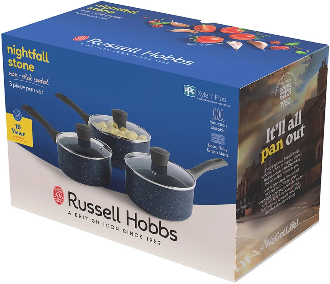 Russell Hobbs Nightfall Stone 3-delige Steelset - 16/18/20cm - Inductie - Blauw - afbeelding 3 van 6