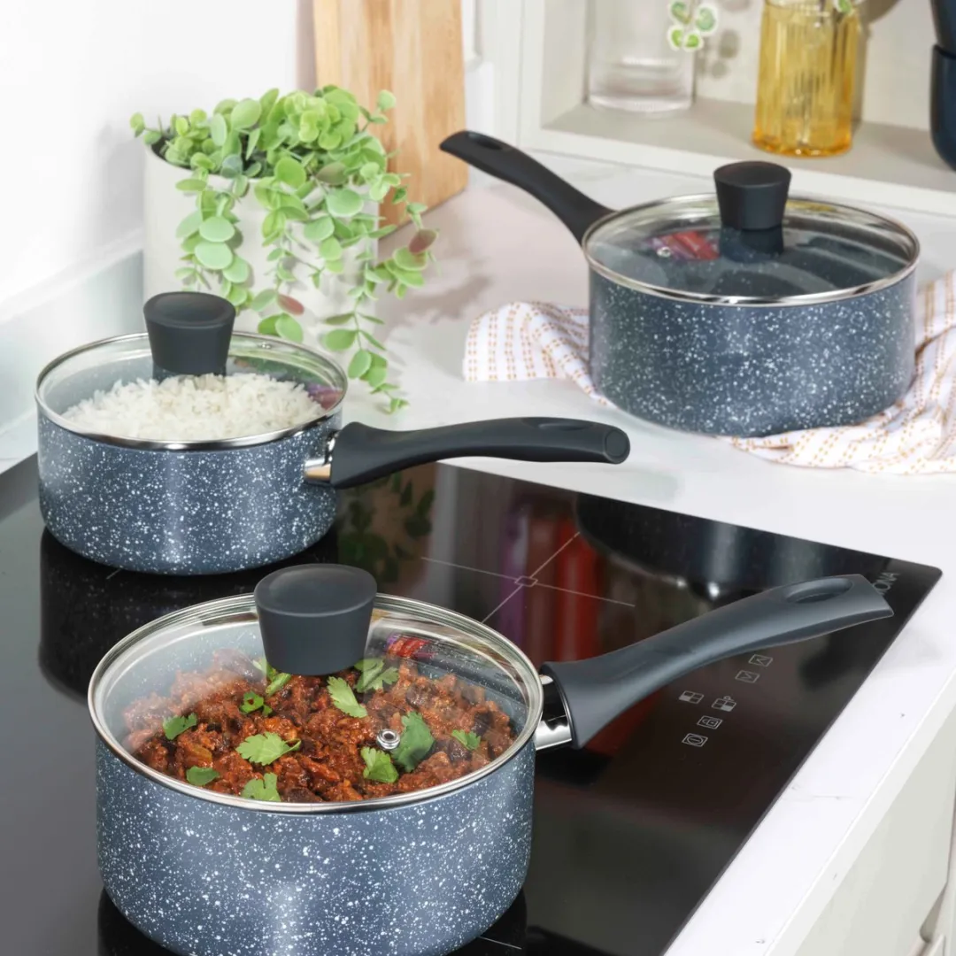 Russell Hobbs Nightfall Stone 3-delige Steelset - 16/18/20cm - Inductie - Blauw - afbeelding 5 van 6