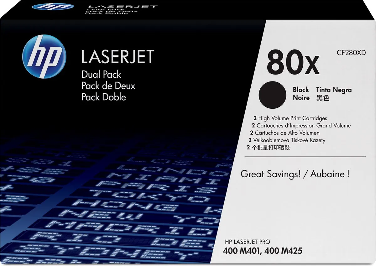 HP 80X Tonercartridge Zwart - 2 Stuks