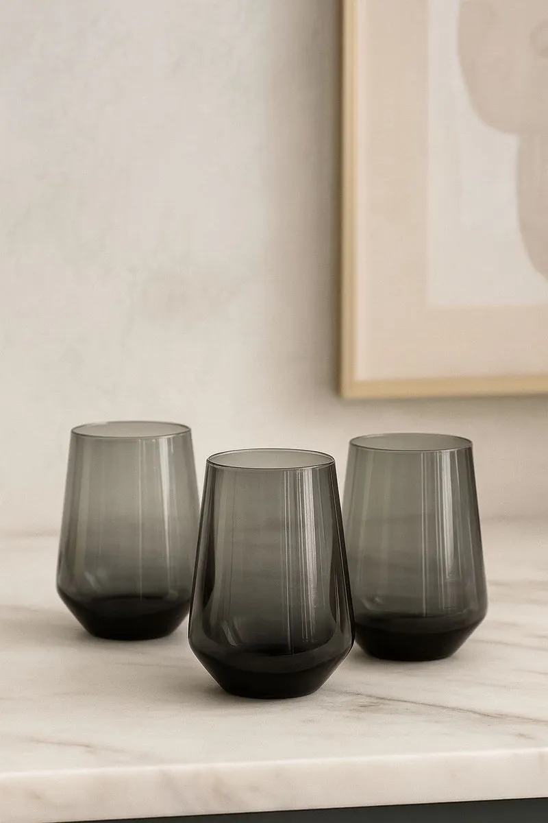 Pasabahce Allegra Waterglazen - 425ml - 3 Stuks - Zwart