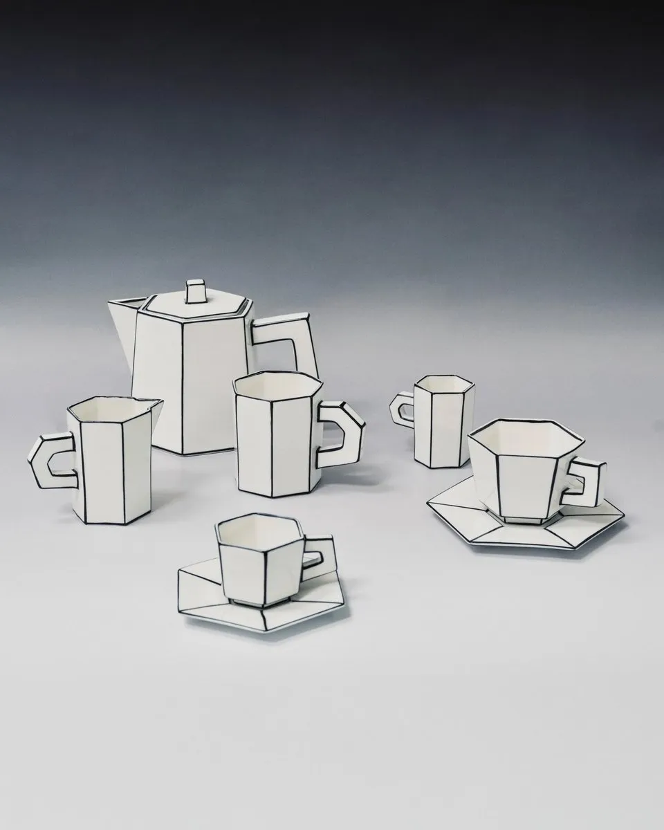 Serax Annebet Philips Carte Blanche thee kop 300ml D8.2cm H9.4cm wit / zwart (set van 2)