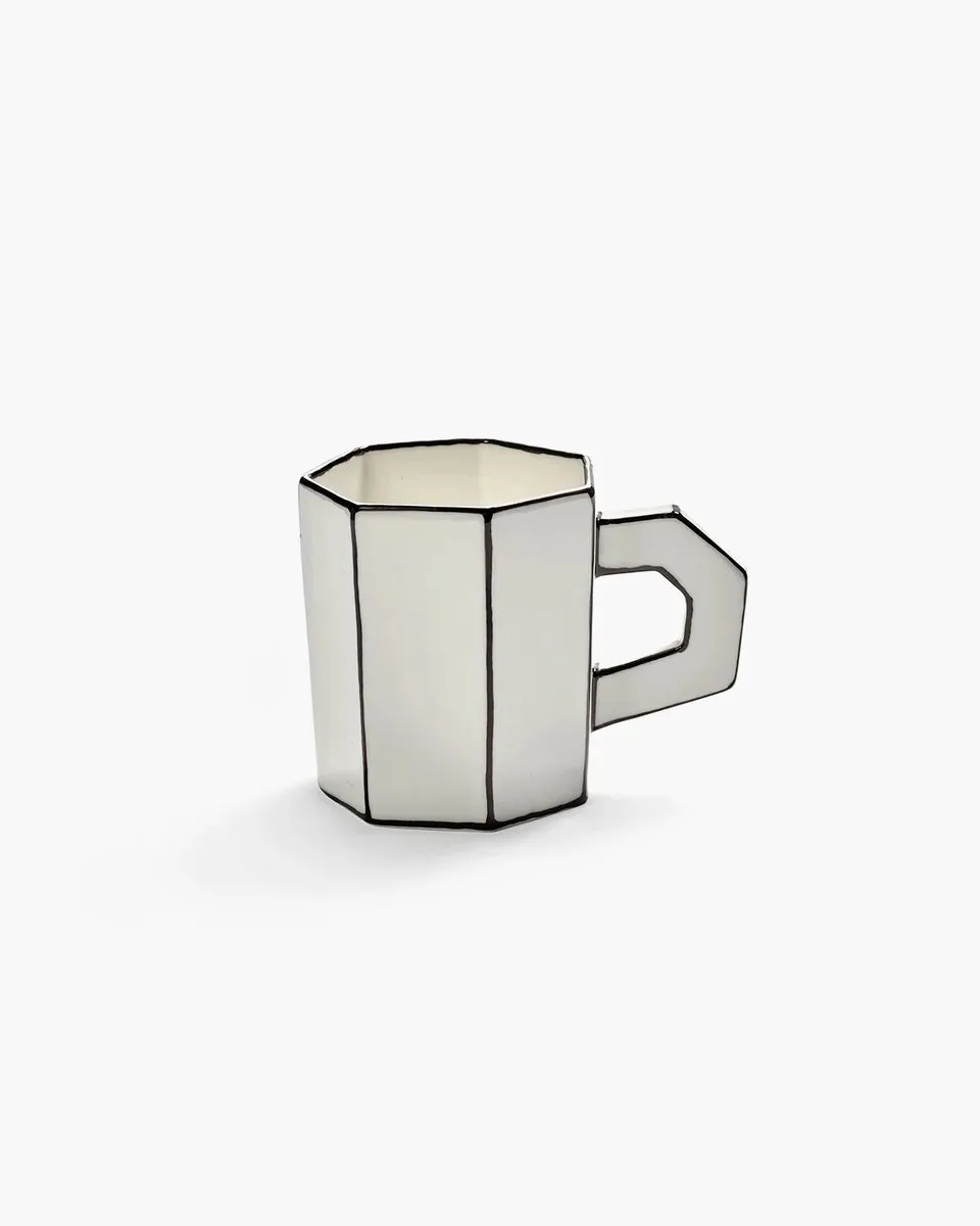 Serax Annebet Philips Carte Blanche thee kop 300ml D8.2cm H9.4cm wit / zwart (set van 2)