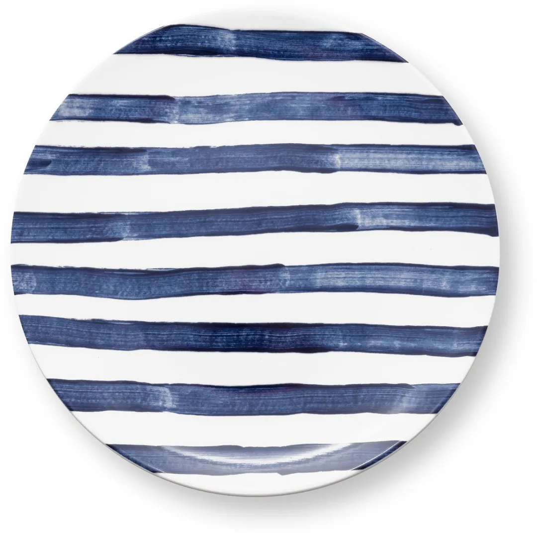 vtwonen Painted Dinerborden Blauw/Wit 25.5cm - 2 Stuks