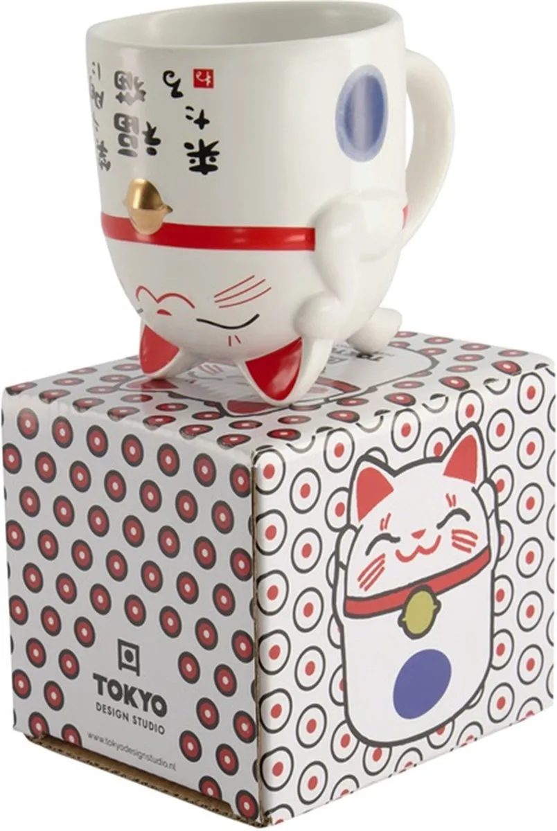 Tokyo Design Studio Cat Mug 8076 - 350ml - Blauw