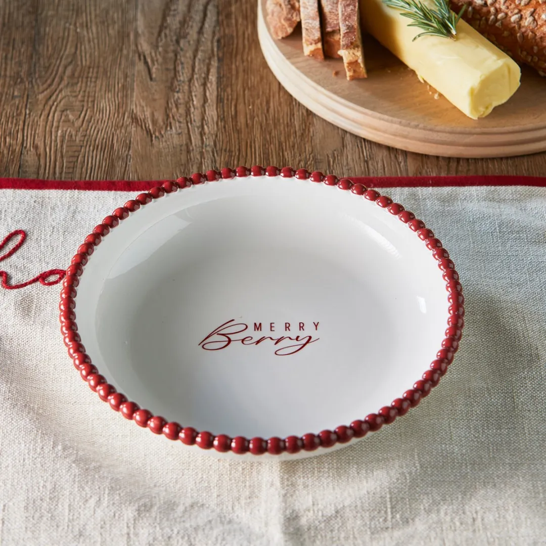 Riviera Maison Merry Berry Kerstserveerschaal Porselein 26x5cm