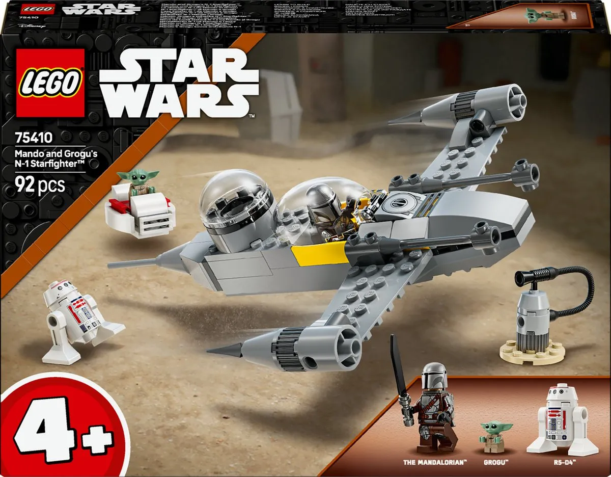 LEGO Star Wars Mando en Grogu’s N-1 Starfighter 75410 - 92 Stukken - Multicolor