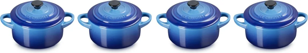 Le Creuset Signature Serveerpannetjes Azure - 4 Stuks - Ø10cm