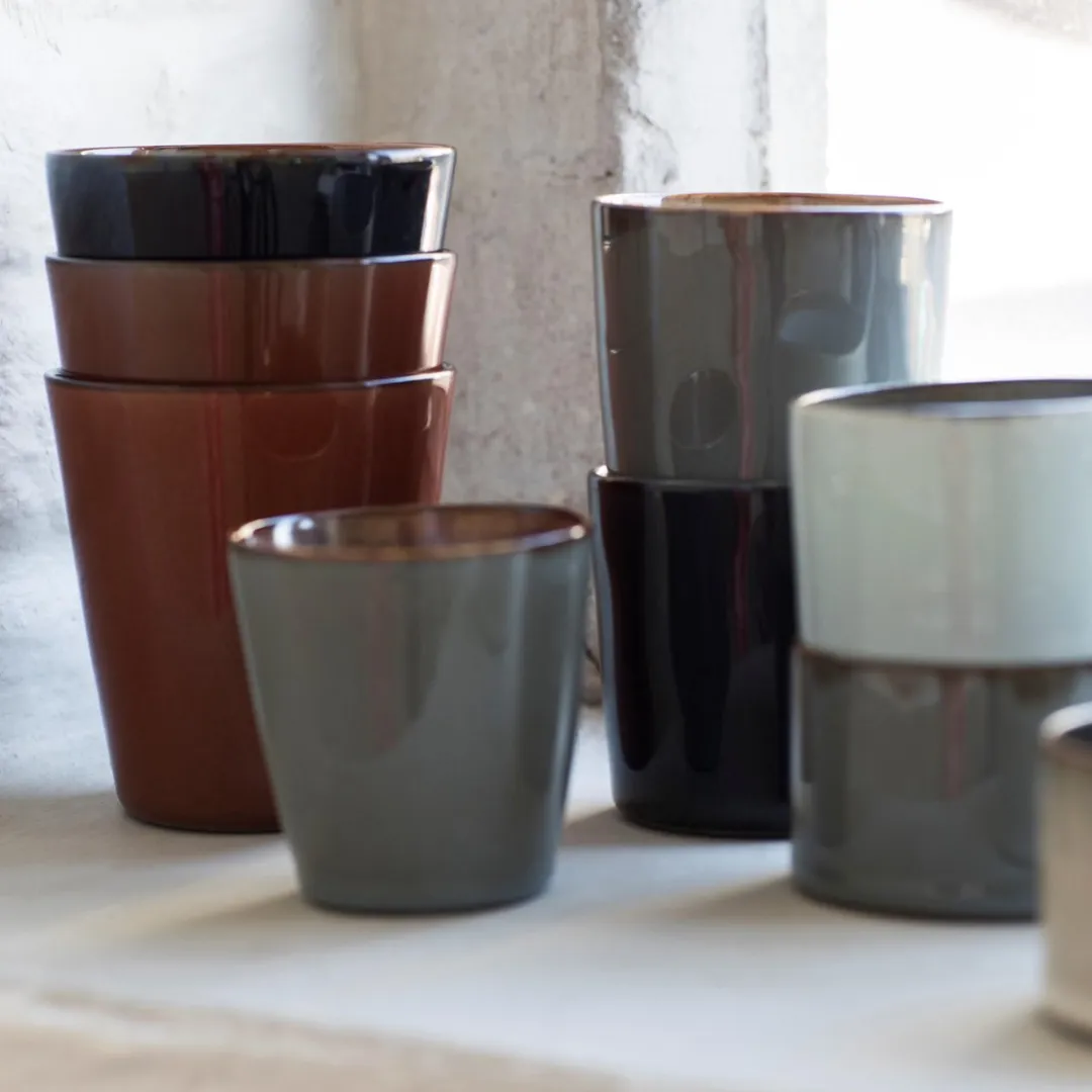Serax Terres de Rêves Bekers - Ø8,5cm - Dark Blue/Rust - 8 Stuks
