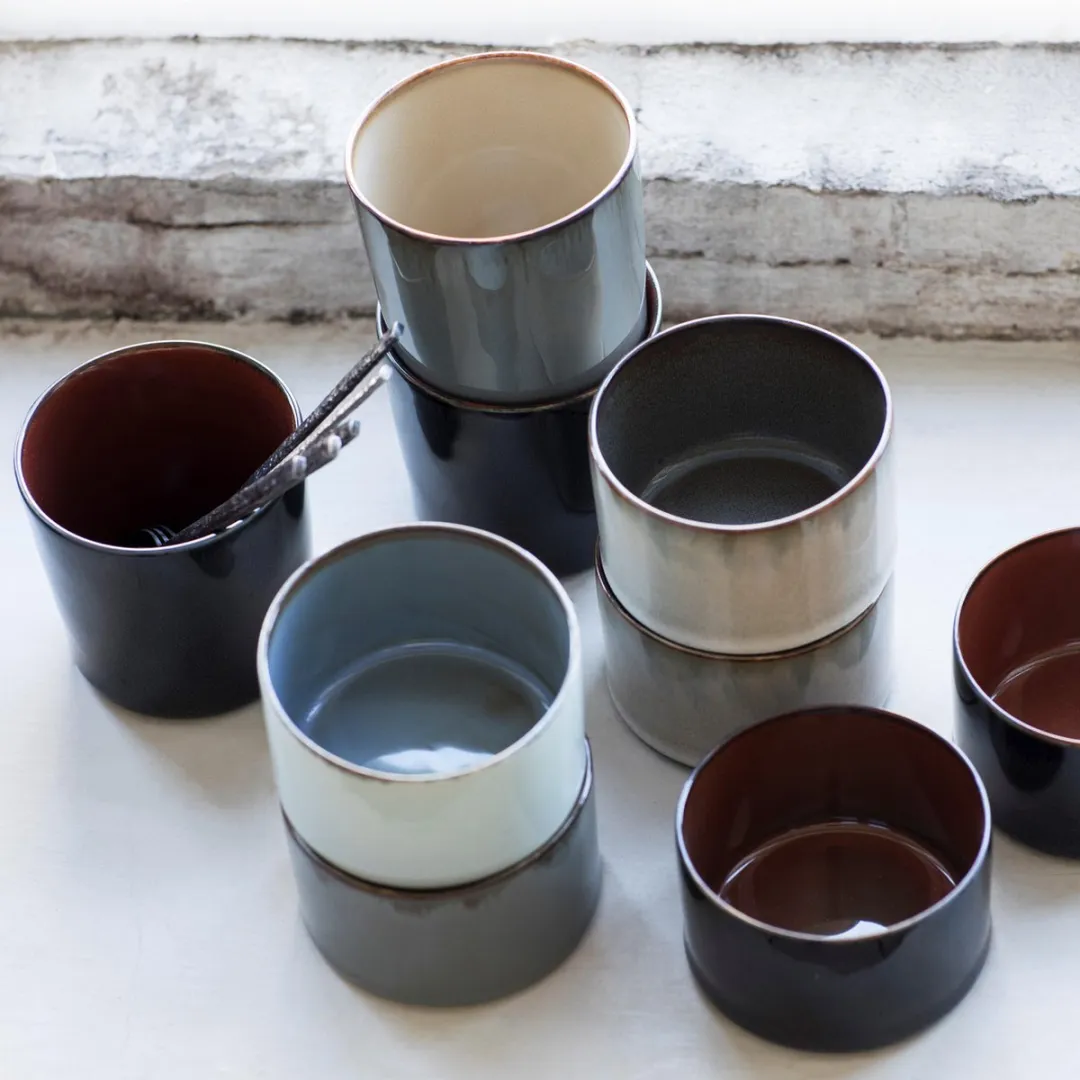 Serax Terres de Rêves Bekers - Ø8,5cm - Dark Blue/Rust - 8 Stuks