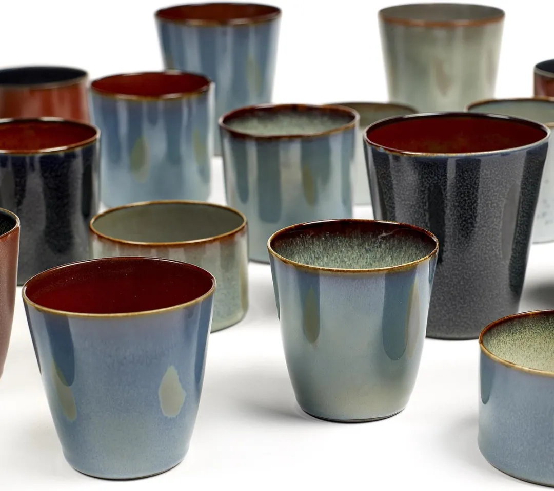 Serax Terres de Rêves Bekers - Ø8,5cm - Dark Blue/Rust - 8 Stuks
