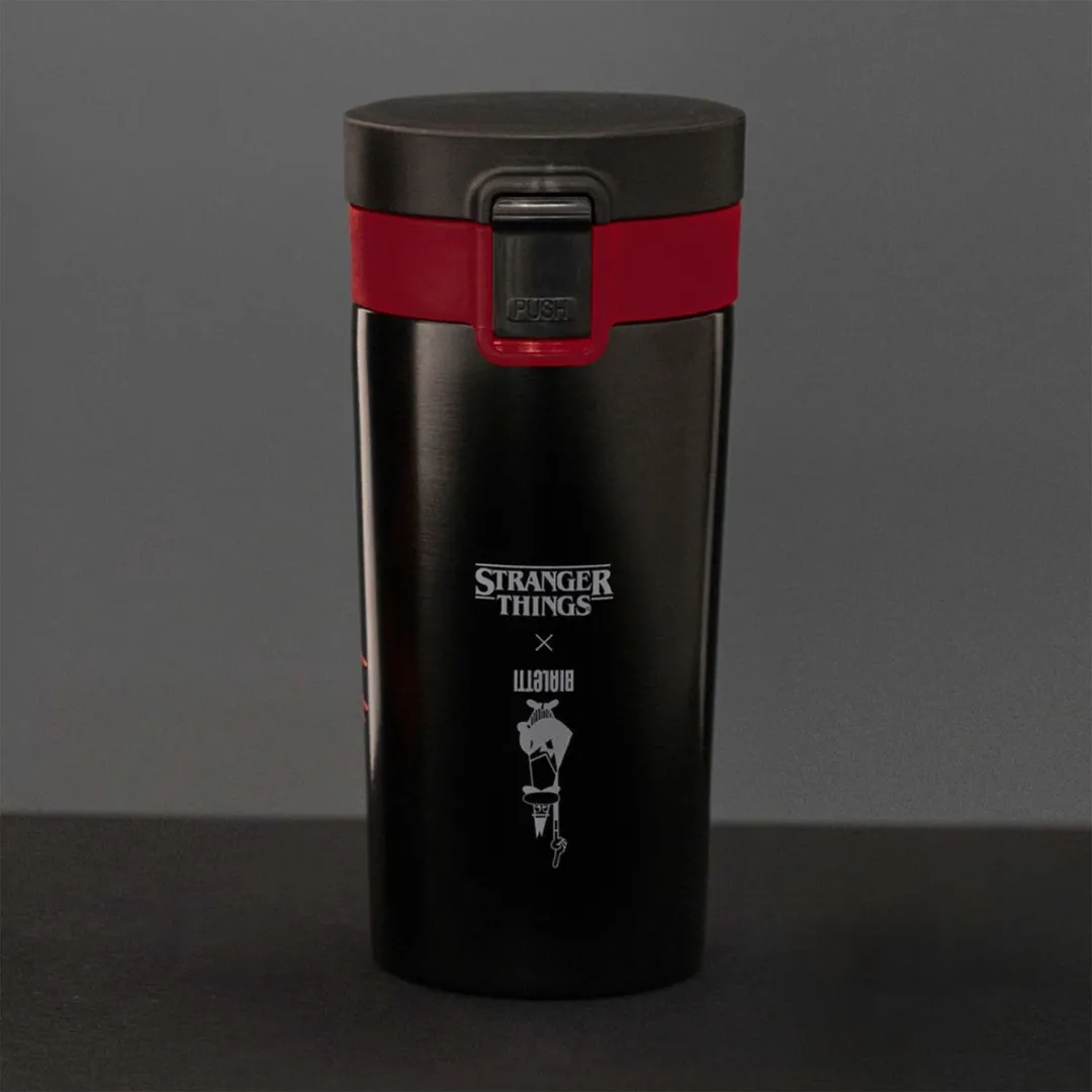Bialetti Stranger Things Thermo Reisbeker 380ml - Glow in the dark - Zwart/Rood
