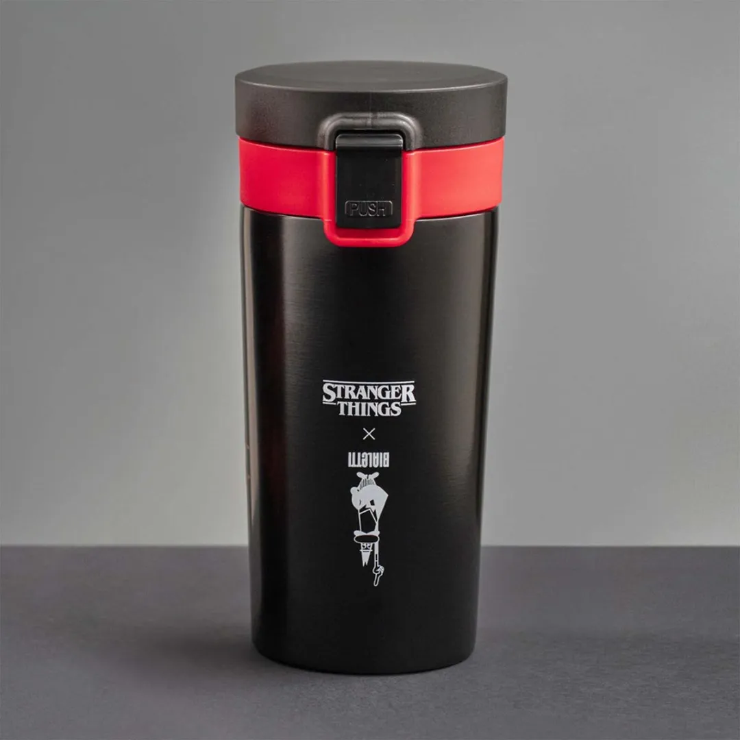 Bialetti Stranger Things Thermo Reisbeker 380ml - Glow in the dark - Zwart/Rood