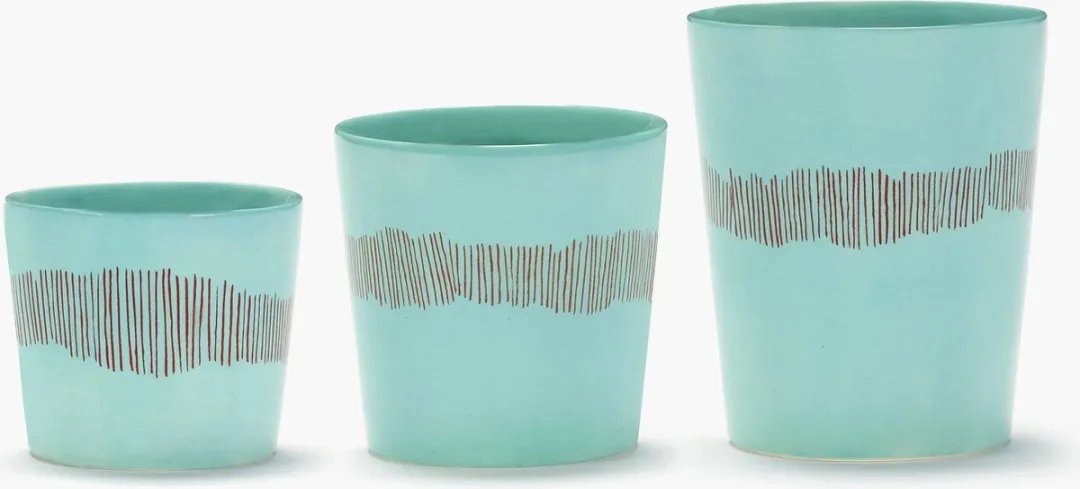Serax Ottolenghi Feast Espressokoppen - 4 Stuks - 7cm - Azurblauw/Rood