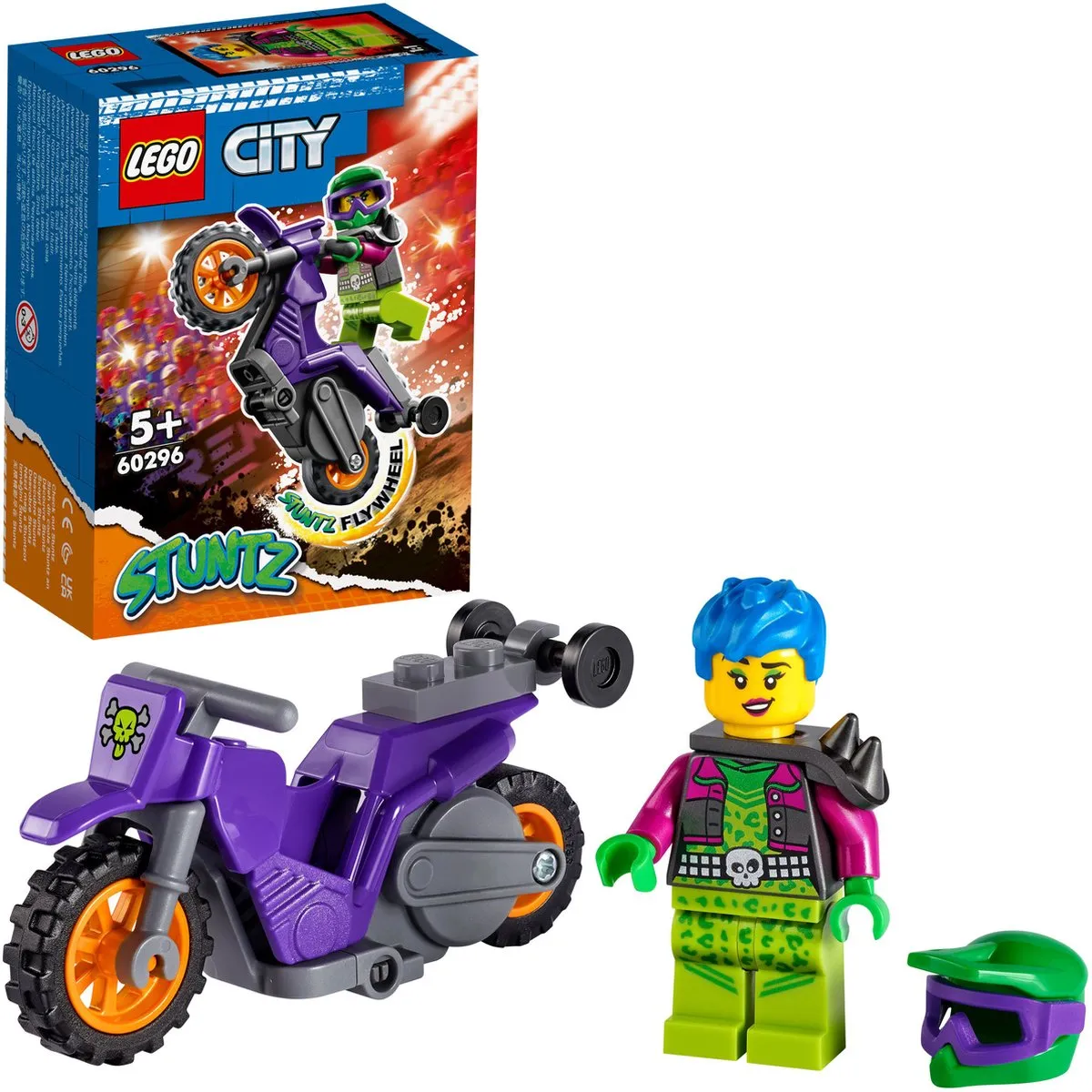 LEGO City Stuntz 60296 Wheelie Stuntmotor - 14 Stukken - afbeelding 6 van 6