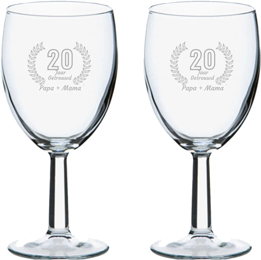 Pasabahce Papa + Mama Gegraveerde Wijnglazen 24,5cl