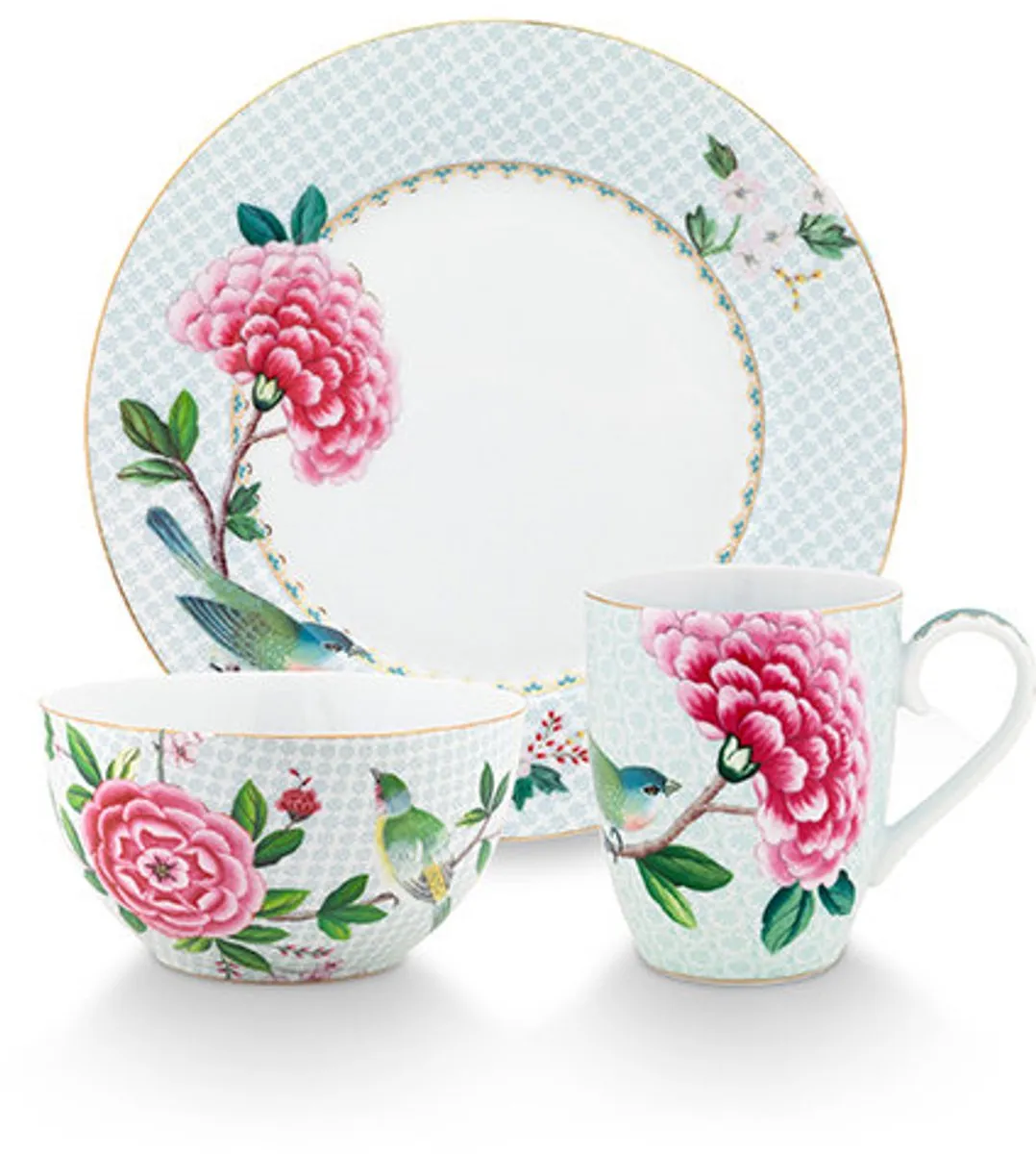Pip Studio Blushing Birds Ontbijtset 3-delig