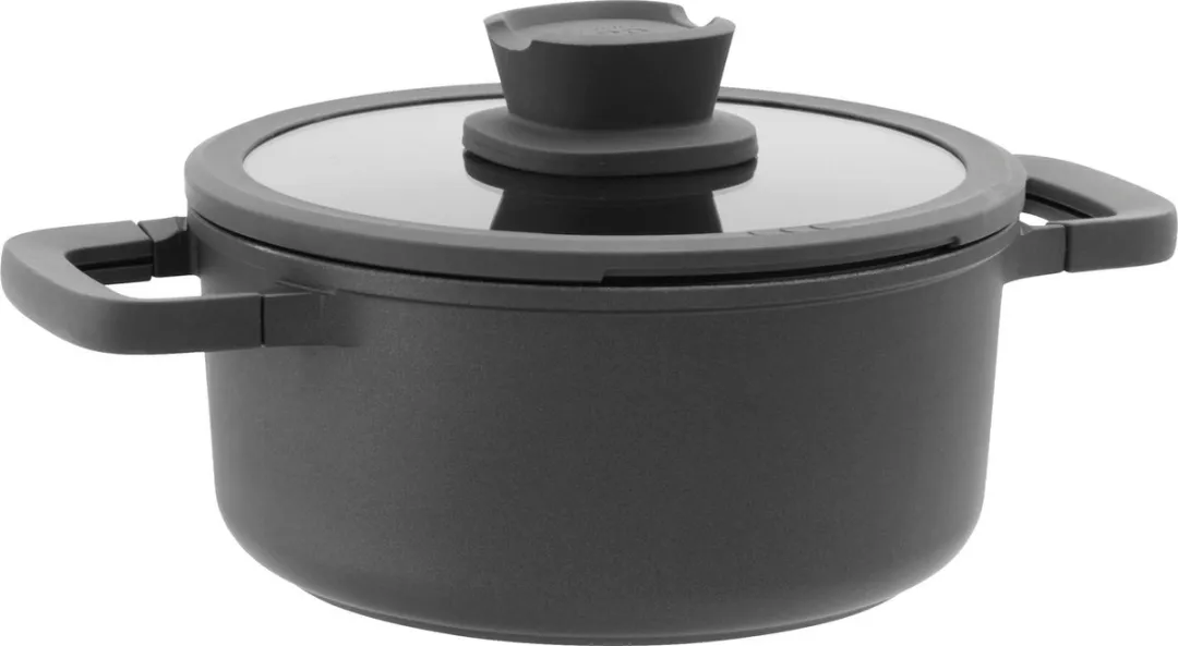 LEO Kookpot antikleef met deksel Stone+ - Ø 20cm - Grijs - PFAS-vrij