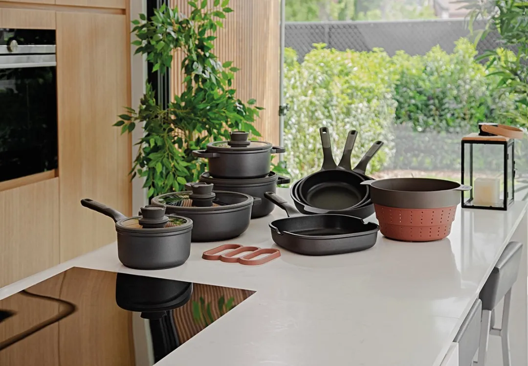 LEO Kookpot antikleef met deksel Stone+ - Ø 20cm - Grijs - PFAS-vrij