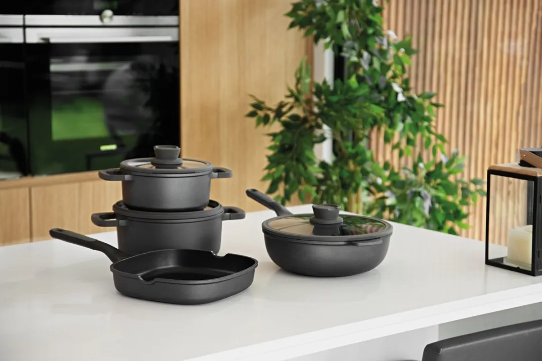 LEO Kookpot antikleef met deksel Stone+ - Ø 20cm - Grijs - PFAS-vrij