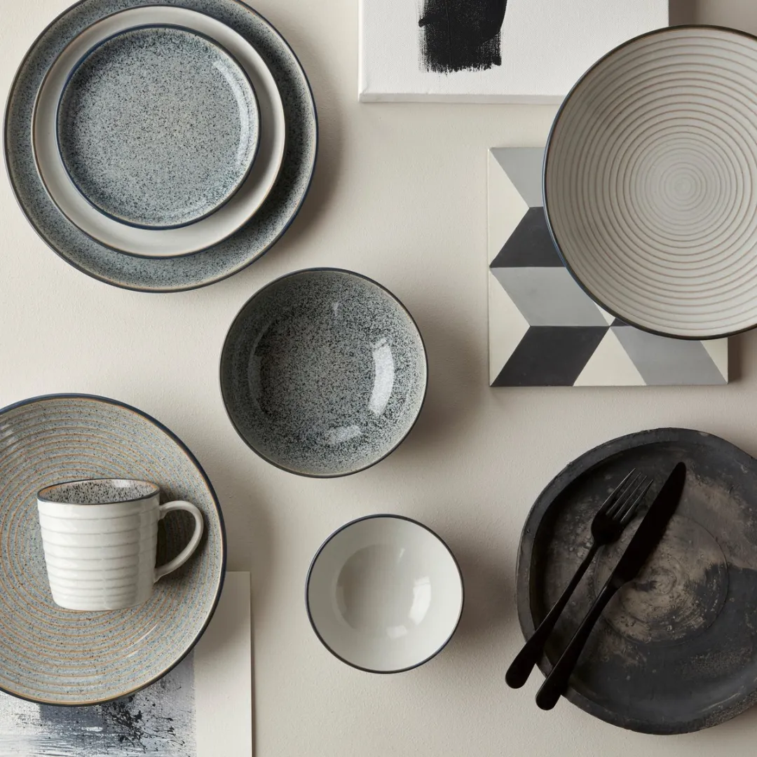 Denby Studio Grey Coupe Bord - Set van 4 - ø17cm