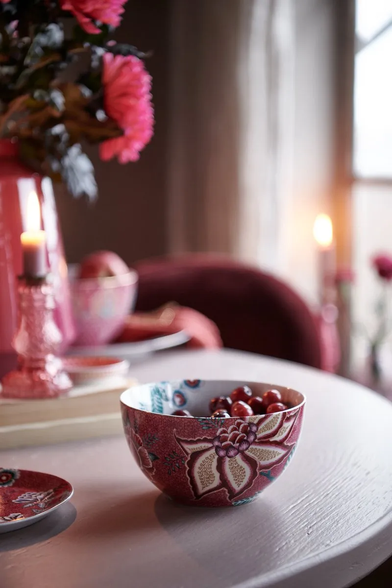 Pip Studio Flower Festival Ontbijtkommen - Donker Roze - 2 Stuks