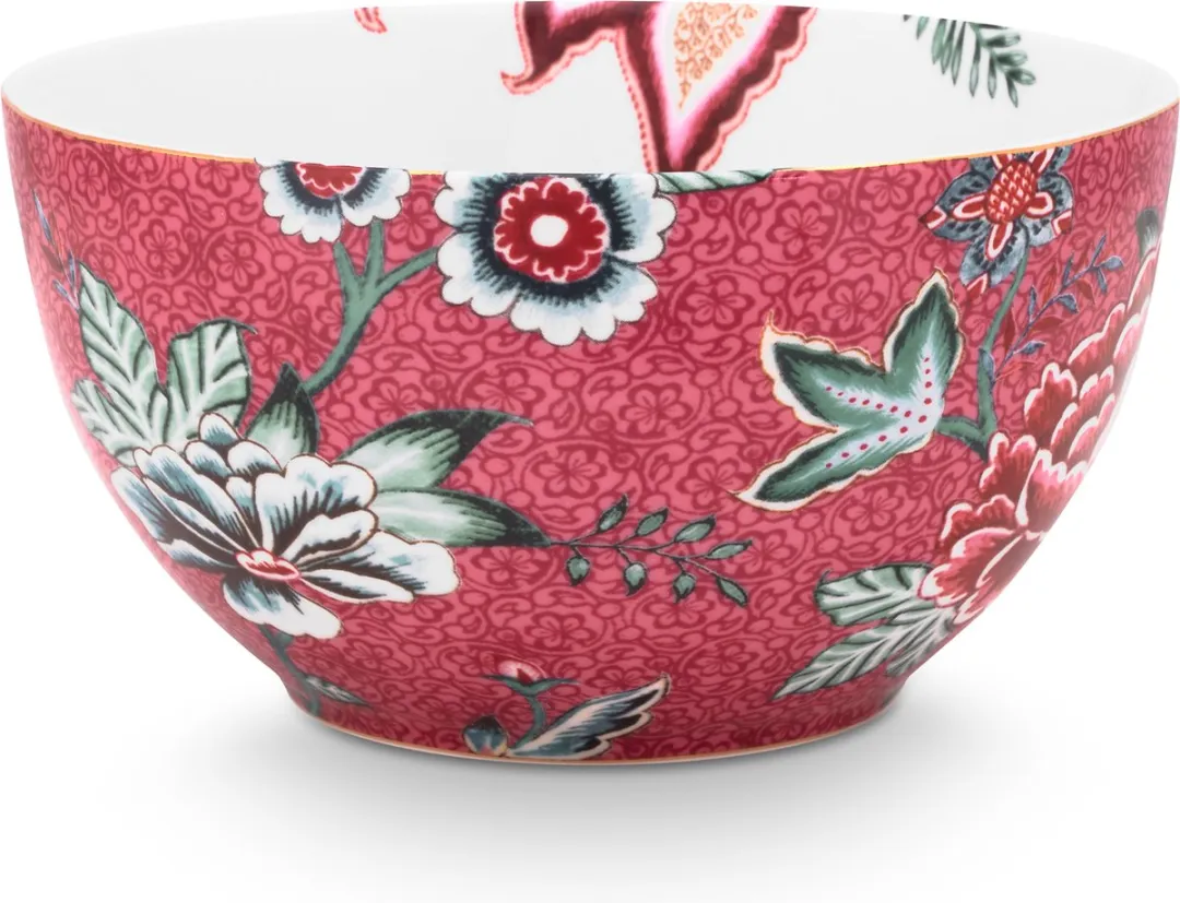 Pip Studio Flower Festival Ontbijtkommen - Donker Roze - 2 Stuks