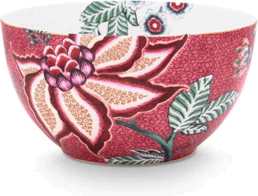 Pip Studio Flower Festival Ontbijtkommen - Donker Roze - 2 Stuks