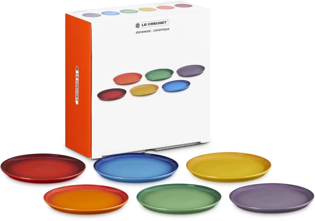 Le Creuset Vancouver Ontbijtborden 22cm - Regenboogset 6 Stuks