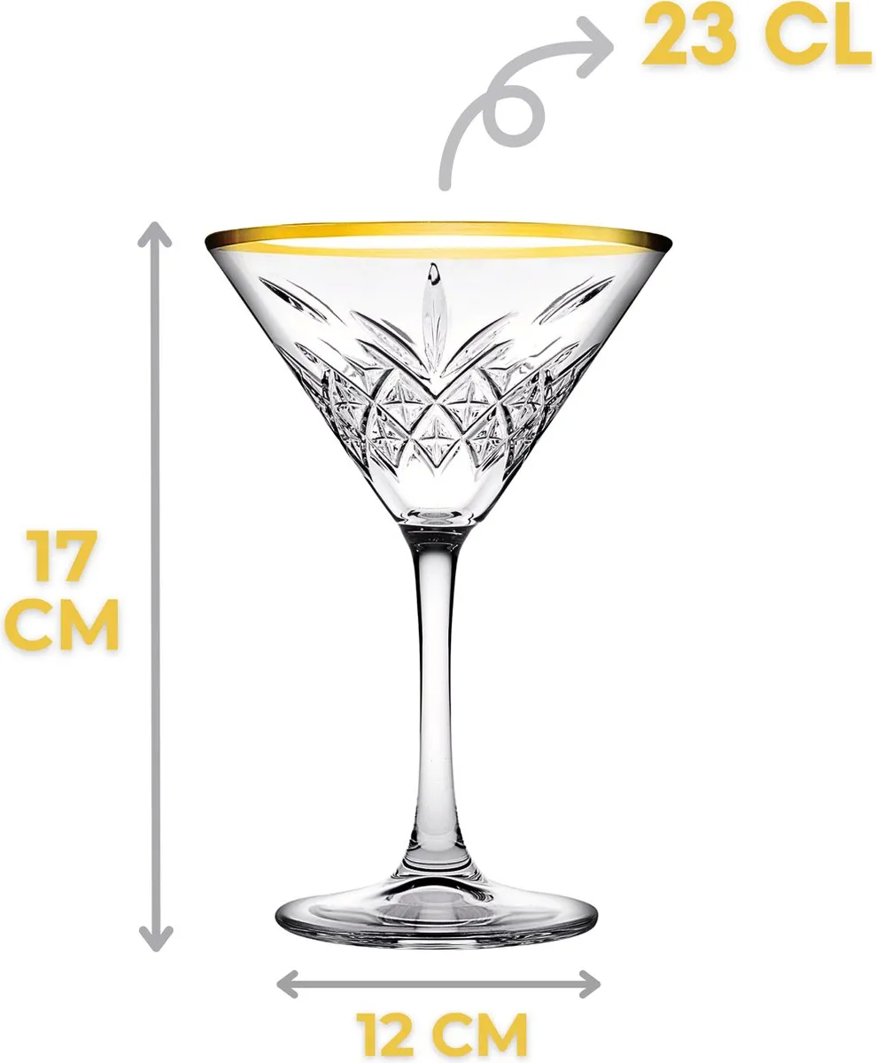 Pasabahce Timeless Martini Cocktailglazen 23cl - 8 Stuks - Goud