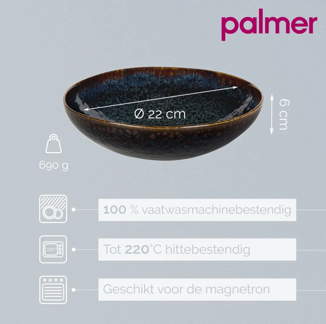 Palmer Eccentric Pastabord 2 Stuks - ø 22cm - Blauw - afbeelding 6 van 6