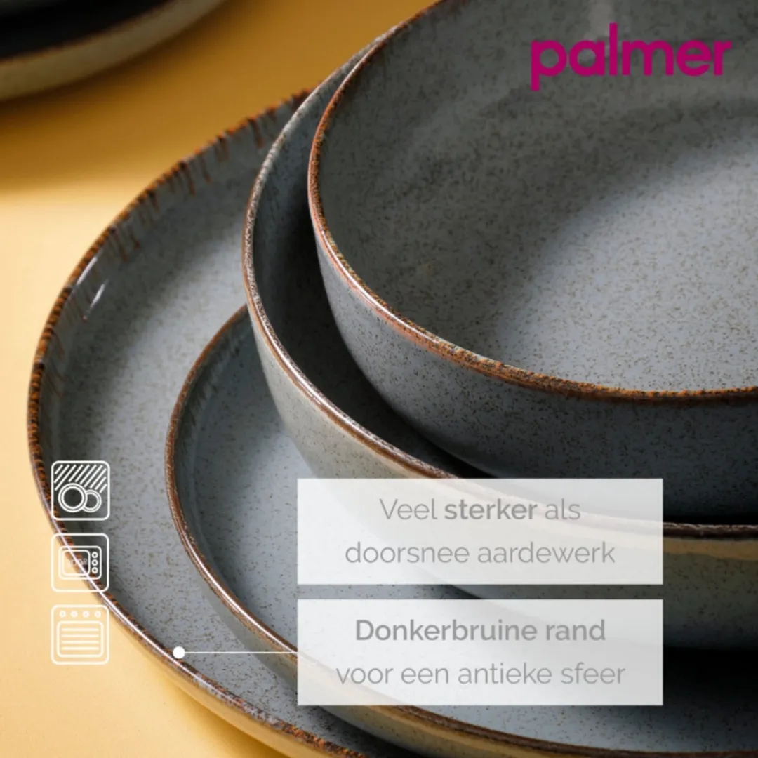 Palmer Antigo Serviesset 20-delig - 4 Personen - Blauw/Grijs Porselein