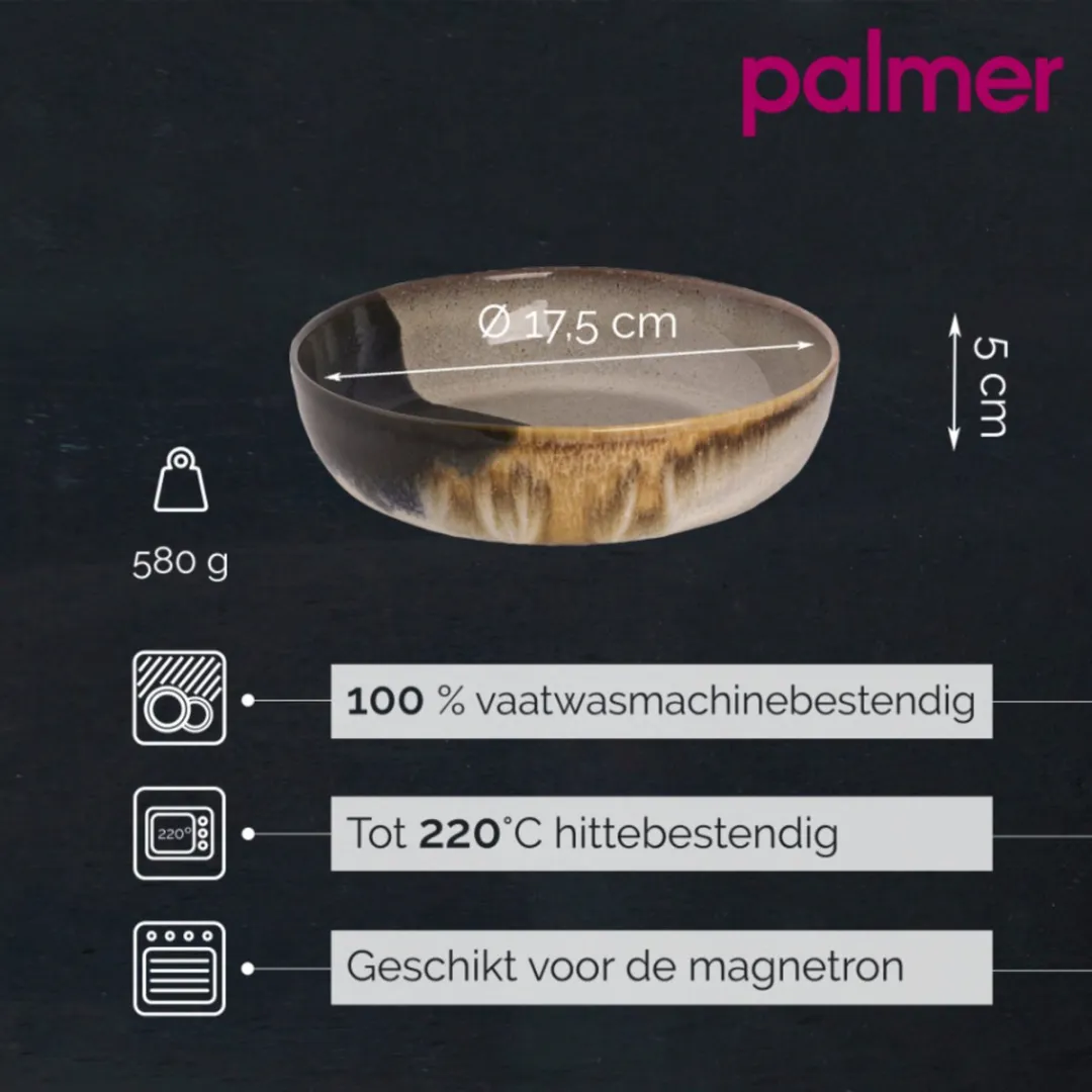 Palmer Aquarel Schaal 2 Stuks 80cl - Beige/Blauw - afbeelding 6 van 6
