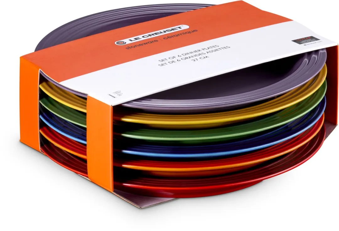 Le Creuset Vancouver Dinerborden 27cm - Regenboogset 6 Stuks